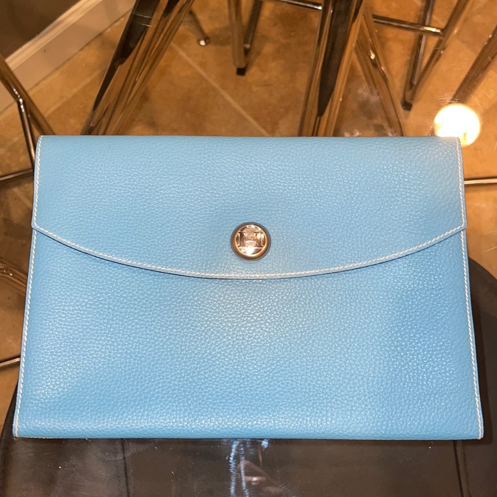 RARE Hermes Pochette Rio Togo Leather in Blue Jean C◼️